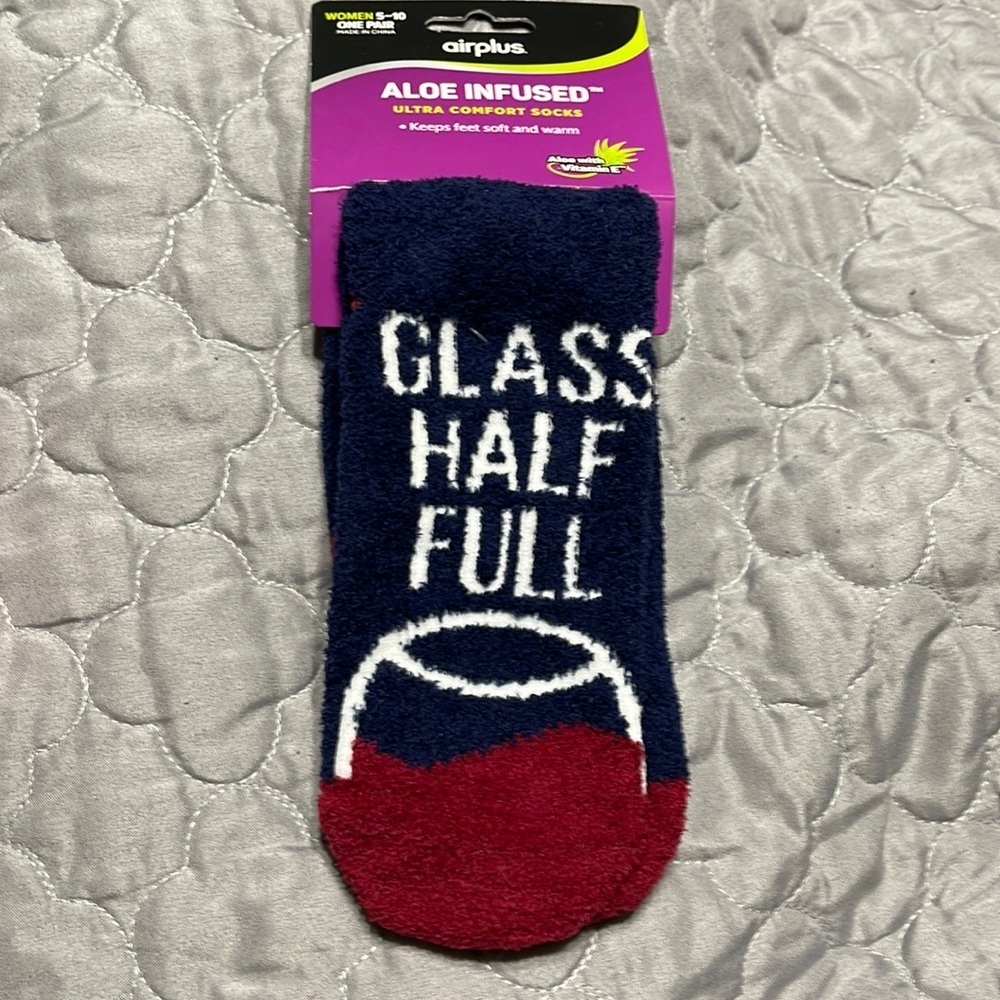 New Aloe Infused Glass Half Full socks